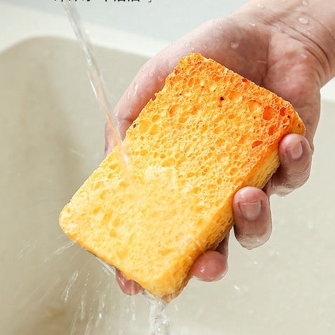 Locaupin Kitchen Two in one Magical Wood pulp Sponge Non-Scratch Scrub Sponges Cleans Fast without Scratching-1pcs