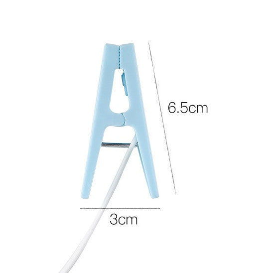 Locaupin Clothespins 12 Pack White Color ClothesPins with Plastic Rope for Clothesline Drying Clothing Clips