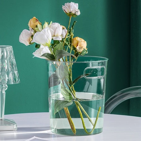 Locaupin Transparent Ice Bucket Holder for Indoor and Outdoor, Multi-purpose Storage,Office Home Trash Can With Handle