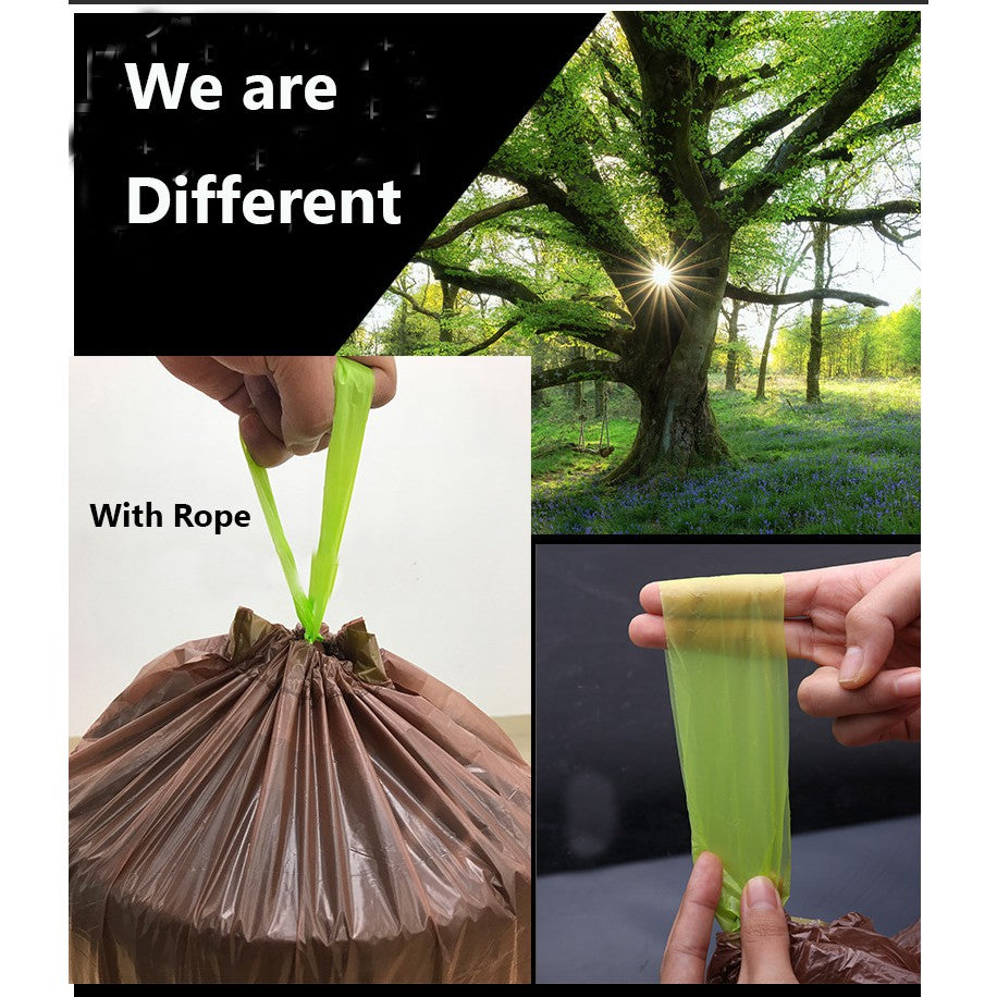 Locaupin Biodegradable Garbage Bags Kitchen Trash Bags office Trash Bags With Rope 20pcs/Roll 45*50cm
