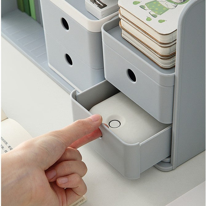 Locaupin Desk Drawer Organizer Shelf with Expandable Storage for Office and Home Tabletop Books Holder