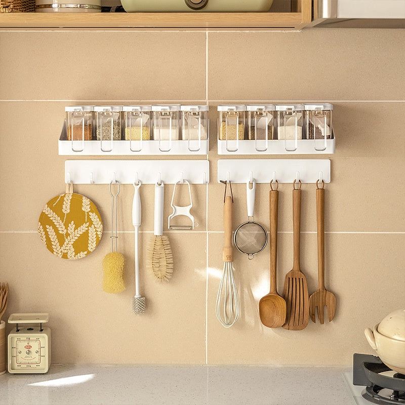 Locaupin Wall Mount Plastic Storage Organizer Holder Basket with Self-Adhesive Suitable Kitchen ,Bathroom,Plastic Hooks