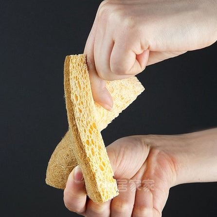 Locaupin Kitchen Two in one Magical Wood pulp Sponge Non-Scratch Scrub Sponges Cleans Fast without Scratching-1pcs