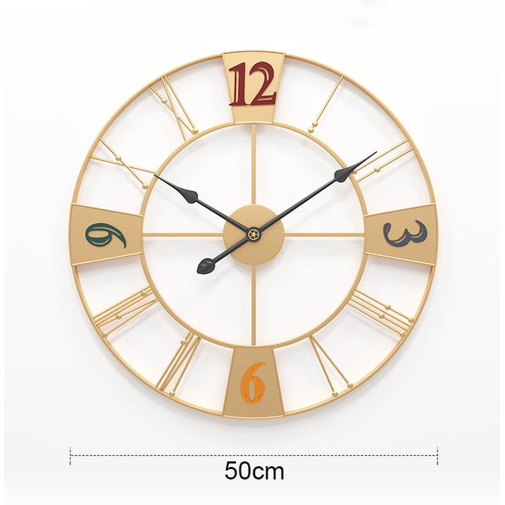 Locaupin Large Wall Clock Black Metal Battery Operated Wall Clock, Silent Clock Modern Home Decor for Living Room/Office