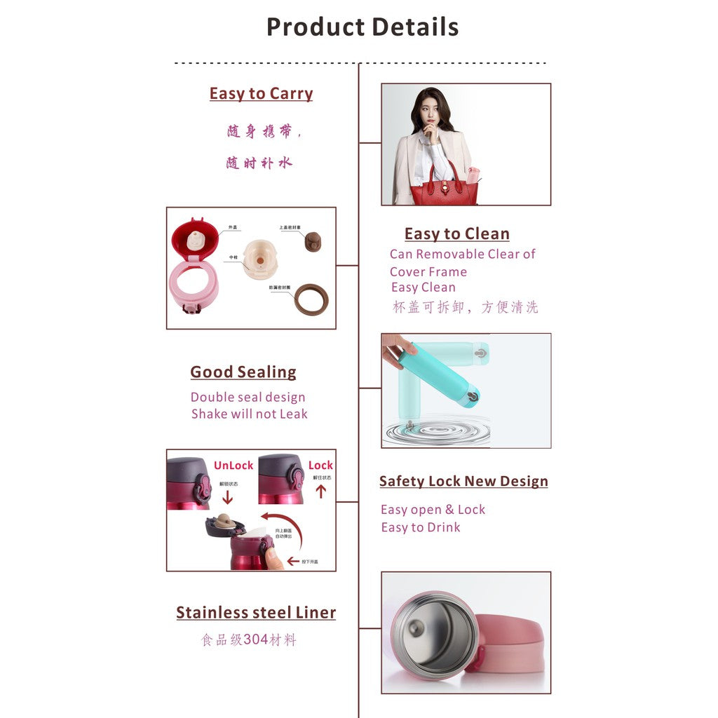 Locaupin 304 Stainless Steel Liner Vacuum Thermo Insulation Flask