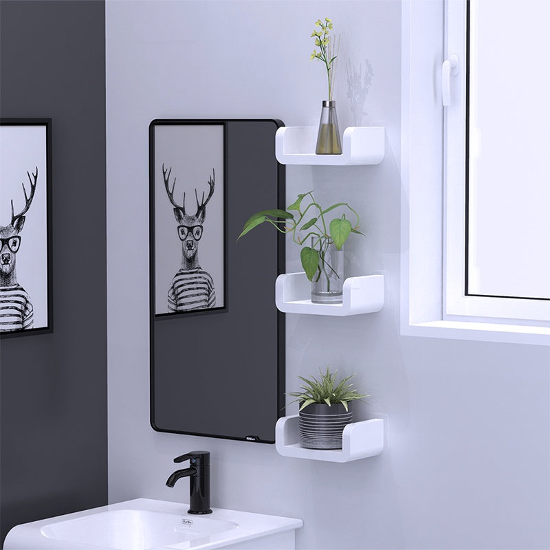 Locaupin Plastic Floating Shelves Wall Mounted Fashion Wall Storage Shelves for Bedroom, Living Room, Bathroom, Kitchen,