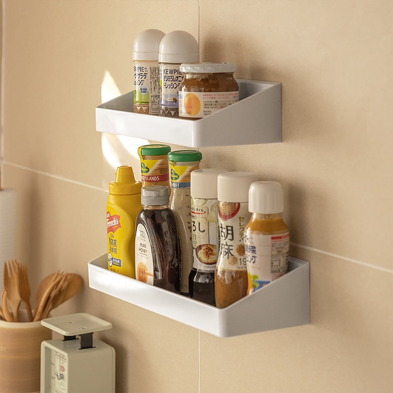 Locaupin Wall Mount Plastic Storage Organizer Holder Basket with Self-Adhesive Suitable Kitchen ,Bathroom,Plastic Hooks