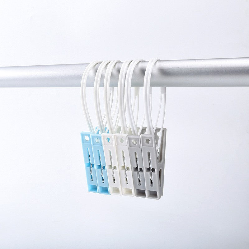 Locaupin Clothespins 12 Pack White Color ClothesPins with Plastic Rope for Clothesline Drying Clothing Clips
