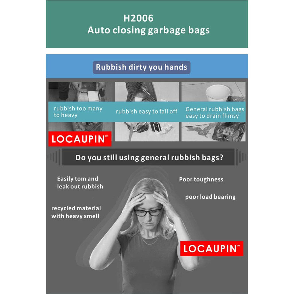 Locaupin 80x100cm Big Size Garbage Bags Kitchen Garbage Bags office With Rope Bin Bags Trashs Garbage Bags (30pcs)