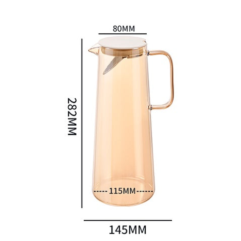 Locaupin 1800mL150ā Heat-resistant Borosilicate Glass Bottle Pitcher ,Glass Cups Hot Cold Water Juice Beverage Carafe