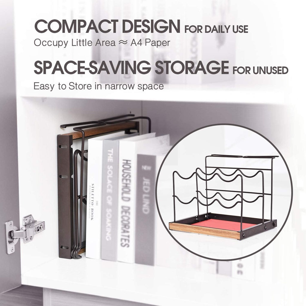 Locaupin Wine Rack 6 Bottles,Countertop Wine Bottles Holder Racks,Wine Storage Organizer,with 4 Wine Glass Drying Rack