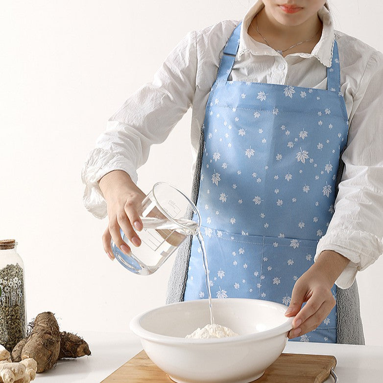 Locaupin Kitchen Apron, Waterproof Oil-Proof 2 Side Coral Velvet Erasable Towels Adjustable Bib Cooking Aprons