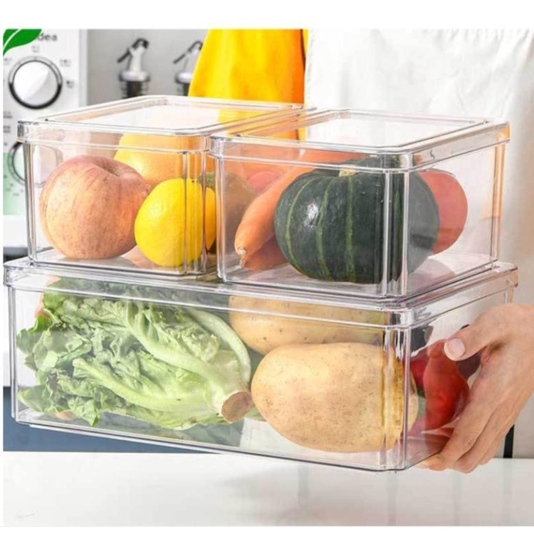 Locaupin Food Storage Containers Stackable Refrigerator Freezer Organizer Fresh Keeper Container with Lids