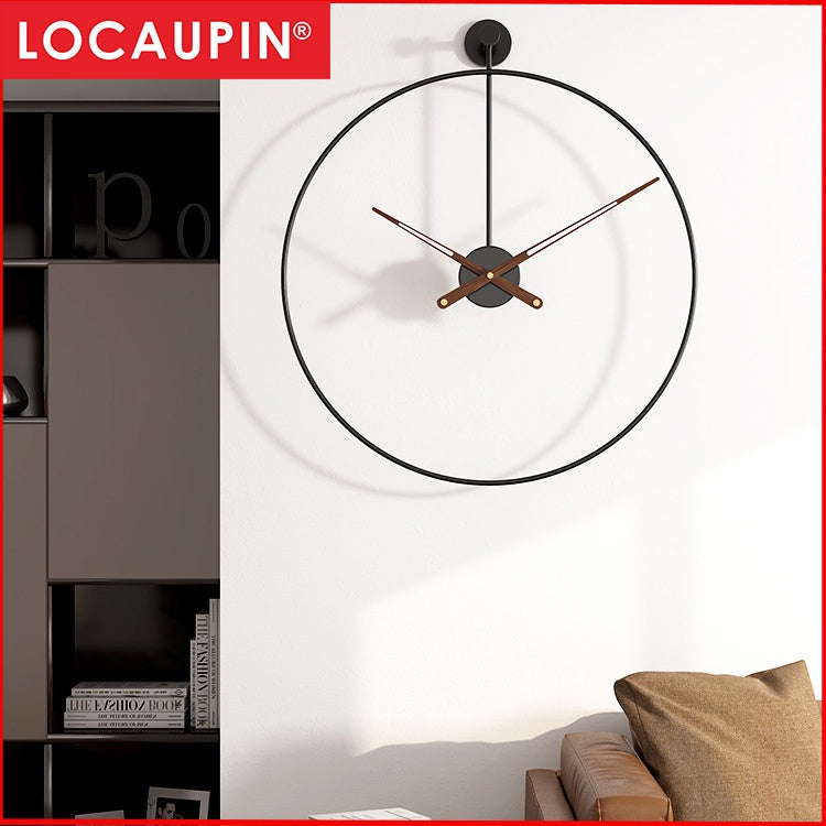 Locaupin Large Wall Clock Black Metal Battery Operated Wall Clock, Silent Clock Modern Home Decor for Living Room/Office