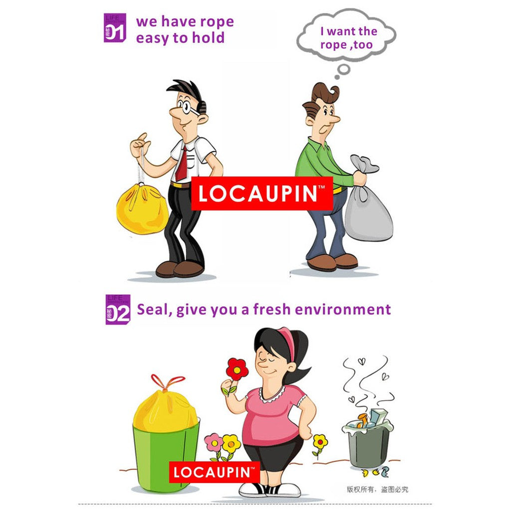 Locaupin 80x100cm Big Size Garbage Bags Kitchen Garbage Bags office With Rope Bin Bags Trashs Garbage Bags (30pcs)
