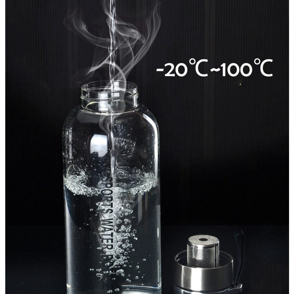 Locaupin -20~150℃ Borosilicate BPA Glass Tea Bottle Cups-With Tea Filter ,Tea Filter Cup, Portable Glass Water Bottle