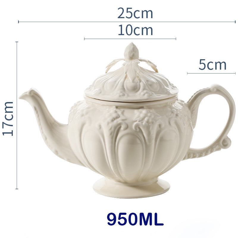Locaupin Ceramic Tea Pot, Coffee Pot, European Ceramic Vintage Teapot with Gold Edge Strawberry Cute Design,Good Gift
