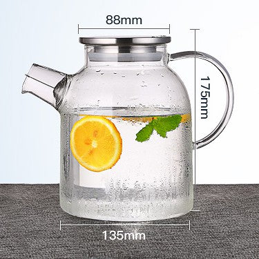 Locaupin 1500mL150ā Heat-resistant Borosilicate Glass Bottle Pitcher ,Glass Cups Hot Cold Water Juice Beverage Carafe