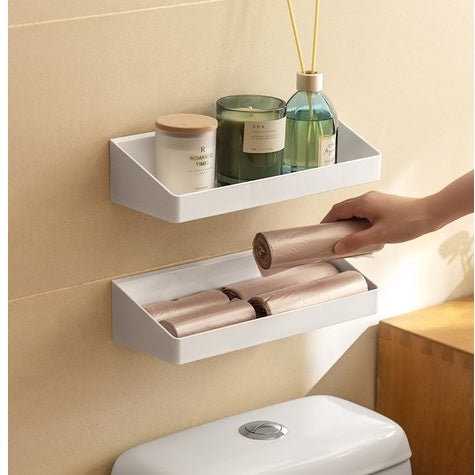 Locaupin Wall Mount Plastic Storage Organizer Holder Basket with Self-Adhesive Suitable Kitchen ,Bathroom,Plastic Hooks