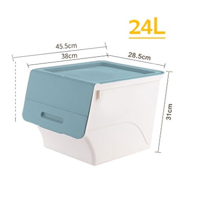 Locaupin High Quality 24/34L Plastic Stackable Storage Bins with Lids Storage Box Stackable Container Organizer