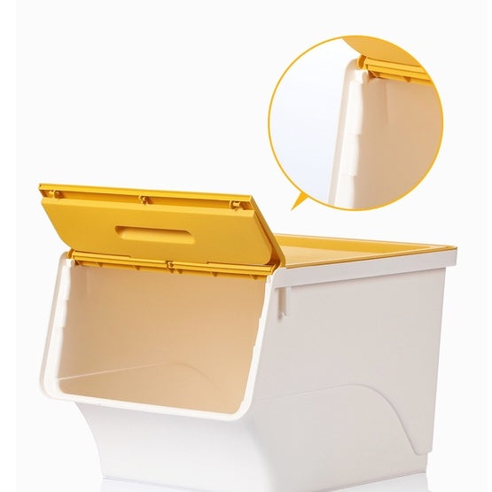 Locaupin High Quality 24/34L Plastic Stackable Storage Bins with Lids Storage Box Stackable Container Organizer