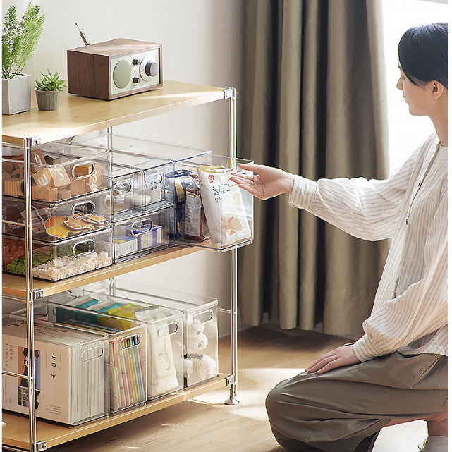 Locaupin Desk Organizer,Stackable Organizer Drawers, Clear Desk Storage Box,Stacking Desktop Organizer for Office &Home