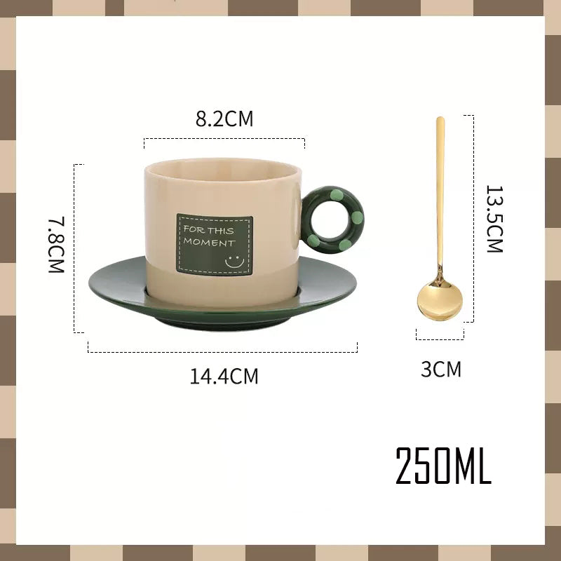 Locaupin Emoticons Ceramic Tea Cups and Saucers,Cappuccino Cups, Coffee Cups, White Tea Cup Set,British Coffee Cups