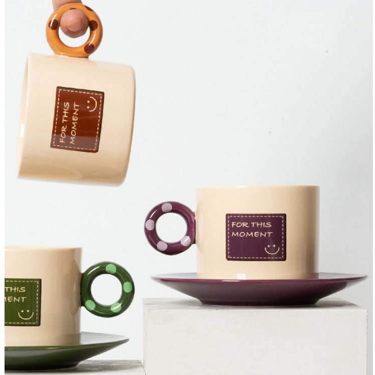 Locaupin Emoticons Ceramic Tea Cups and Saucers,Cappuccino Cups, Coffee Cups, White Tea Cup Set,British Coffee Cups