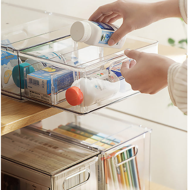 Locaupin Desk Organizer,Stackable Organizer Drawers, Clear Desk Storage Box,Stacking Desktop Organizer for Office &Home