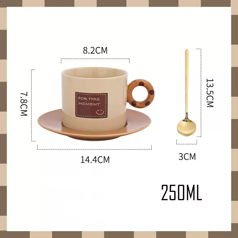 Locaupin Emoticons Ceramic Tea Cups and Saucers,Cappuccino Cups, Coffee Cups, White Tea Cup Set,British Coffee Cups