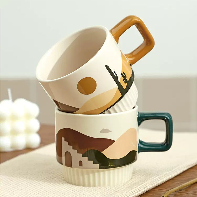 Locaupin Retro Ceramic Tea Cups and Saucers,Cappuccino Cups, Coffee Cups, White Tea Cup Set,British Coffee Cups