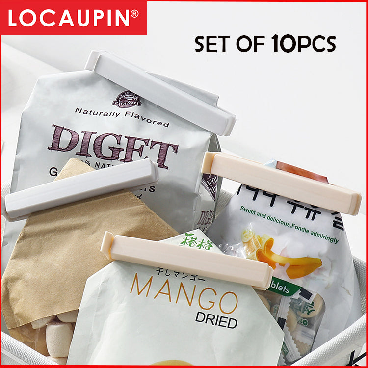 Locaupin 10pcs Set Sealing Clip For Food Snack Storage Chip Bag Strong Grip Fresh Keeping Clamp Sealer