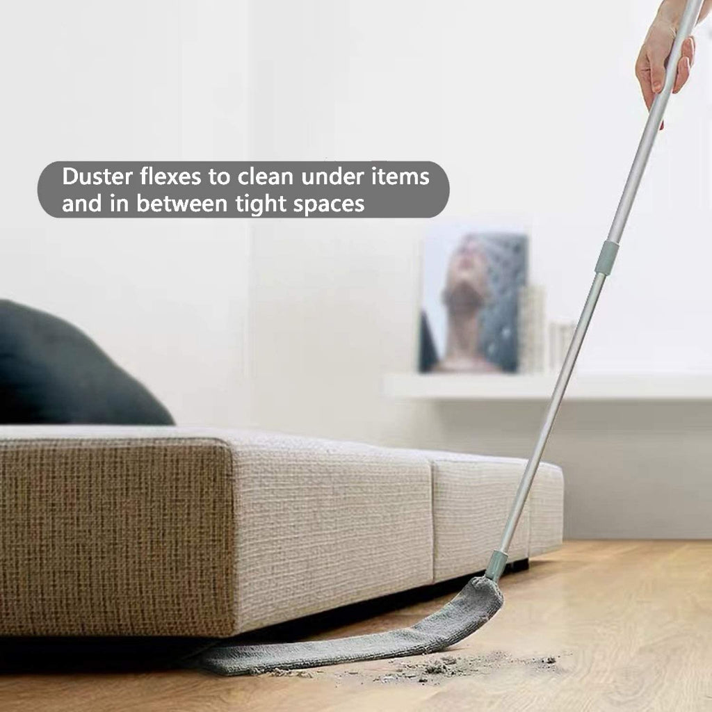 Locaupin Dust Brush Under Appliance Microfiber Duster with Extension Pole Bendable, Washable, Extendable Gap Dusters