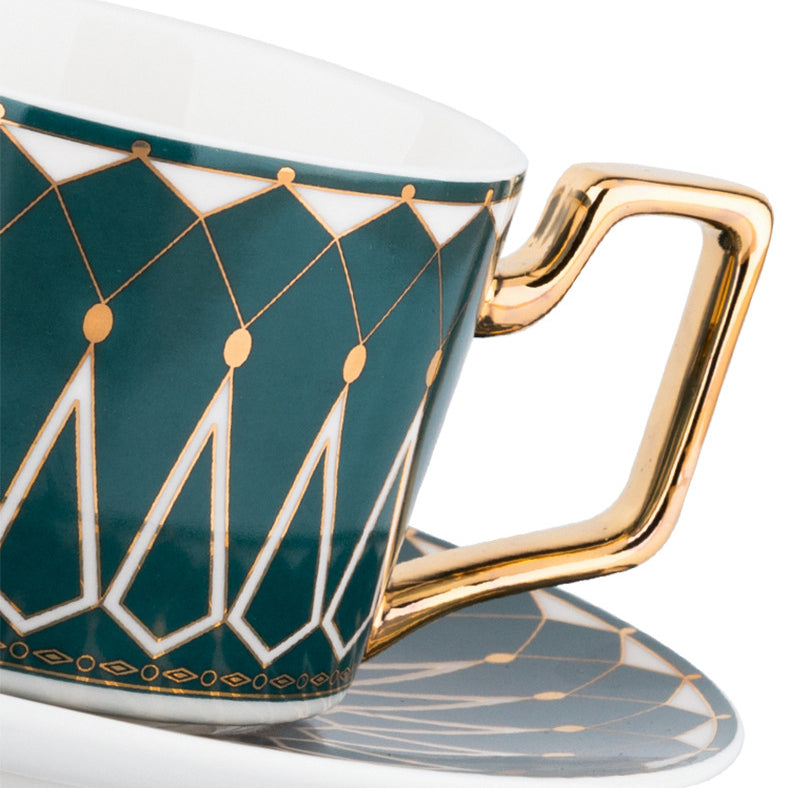 Locaupin Ceramic Tea Cups and Saucers,Cappuccino Cups, Coffee Cups, White Tea Cup Set,British Coffee Cups