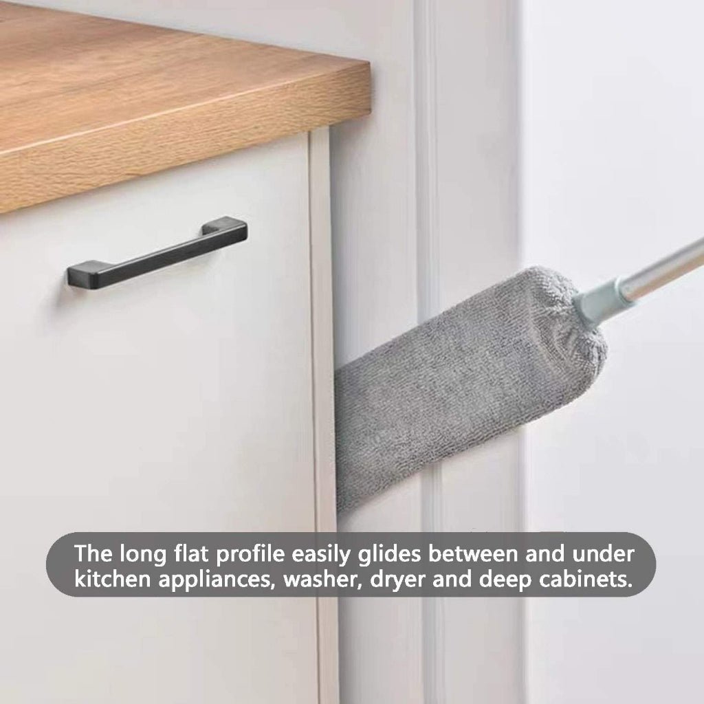 Locaupin Dust Brush Under Appliance Microfiber Duster with Extension Pole Bendable, Washable, Extendable Gap Dusters