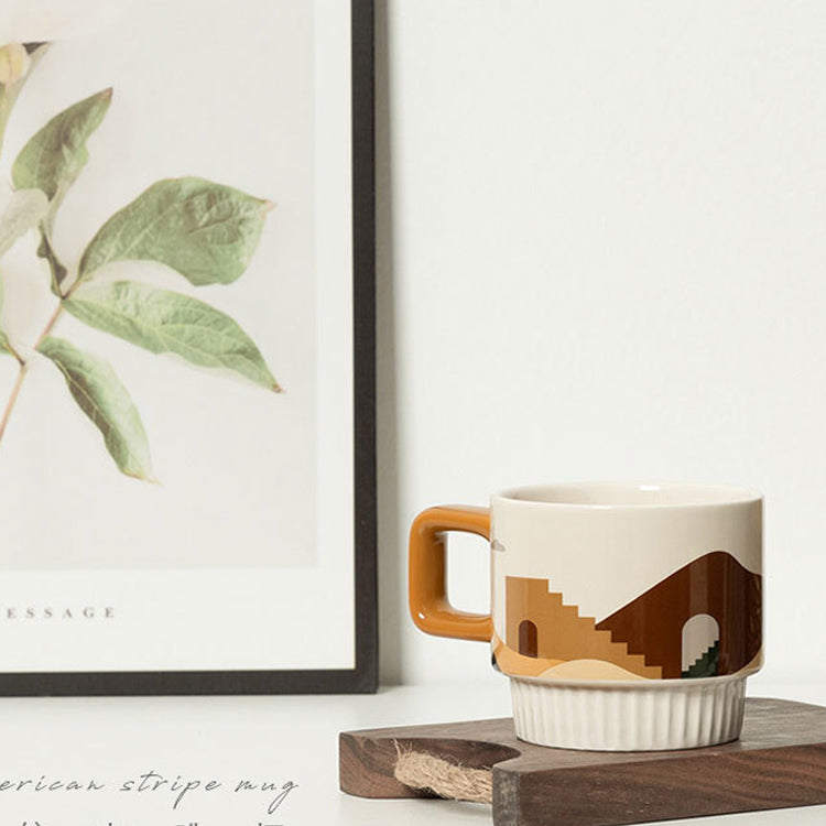 Locaupin Retro Ceramic Tea Cups and Saucers,Cappuccino Cups, Coffee Cups, White Tea Cup Set,British Coffee Cups