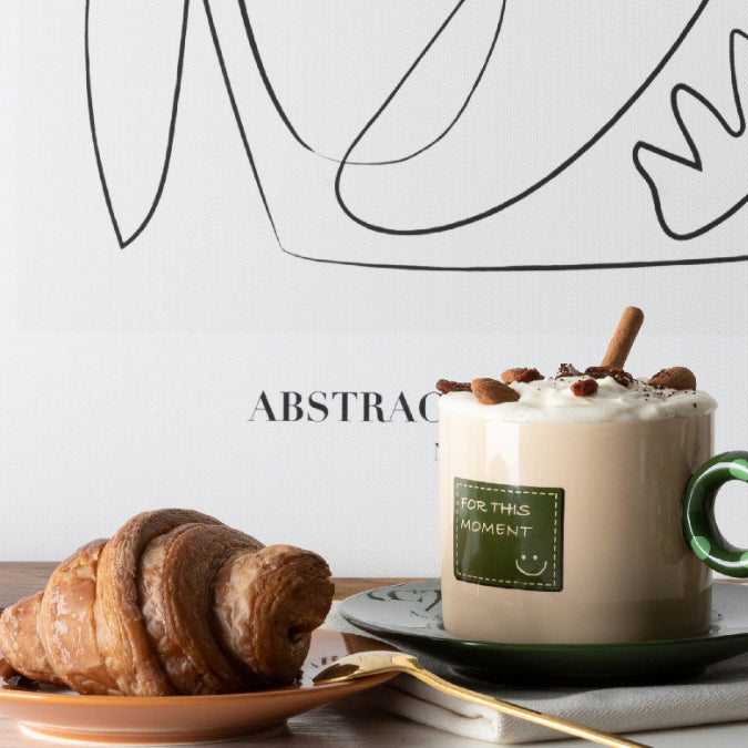 Locaupin Emoticons Ceramic Tea Cups and Saucers,Cappuccino Cups, Coffee Cups, White Tea Cup Set,British Coffee Cups