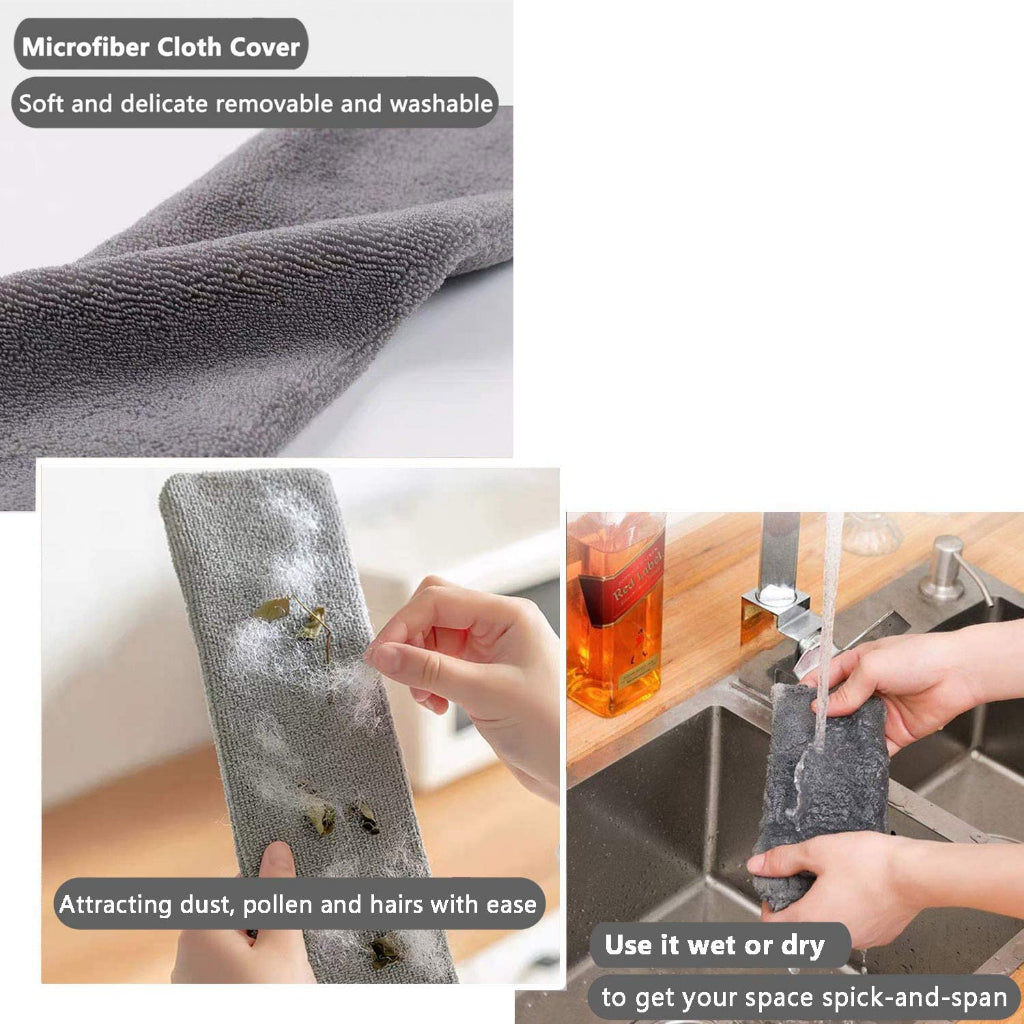 Locaupin Dust Brush Under Appliance Microfiber Duster with Extension Pole Bendable, Washable, Extendable Gap Dusters
