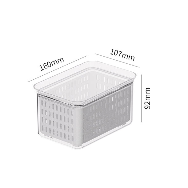 Locaupin Food Storage Containers Stackable Refrigerator Organizer Bins with Lids with Removable Drain Basket