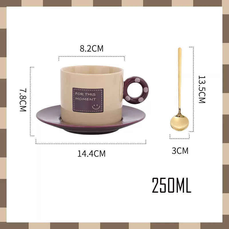 Locaupin Emoticons Ceramic Tea Cups and Saucers,Cappuccino Cups, Coffee Cups, White Tea Cup Set,British Coffee Cups