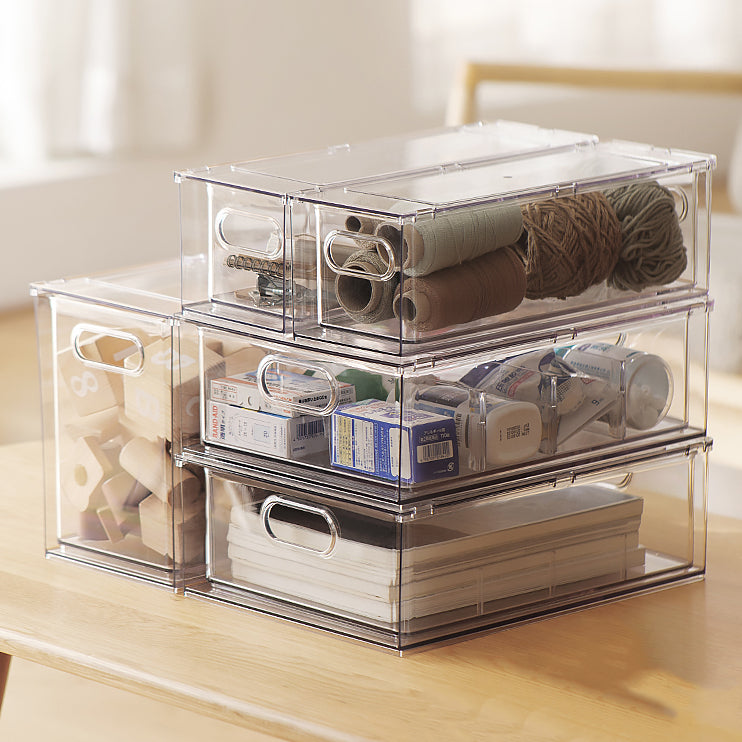 Locaupin Desk Organizer,Stackable Organizer Drawers, Clear Desk Storage Box,Stacking Desktop Organizer for Office &Home