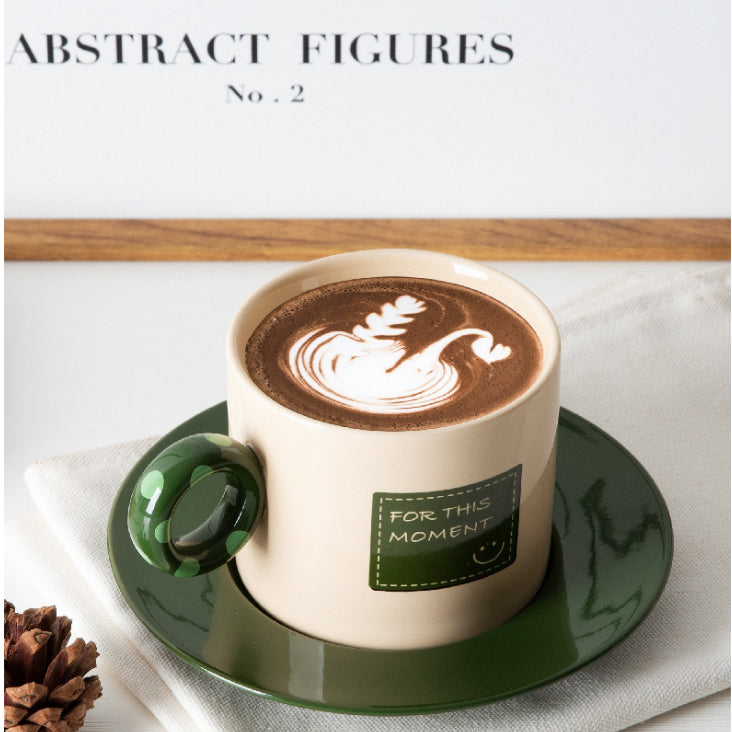 Locaupin Emoticons Ceramic Tea Cups and Saucers,Cappuccino Cups, Coffee Cups, White Tea Cup Set,British Coffee Cups