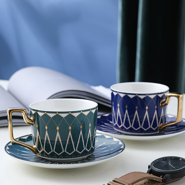 Locaupin Ceramic Tea Cups and Saucers,Cappuccino Cups, Coffee Cups, White Tea Cup Set,British Coffee Cups
