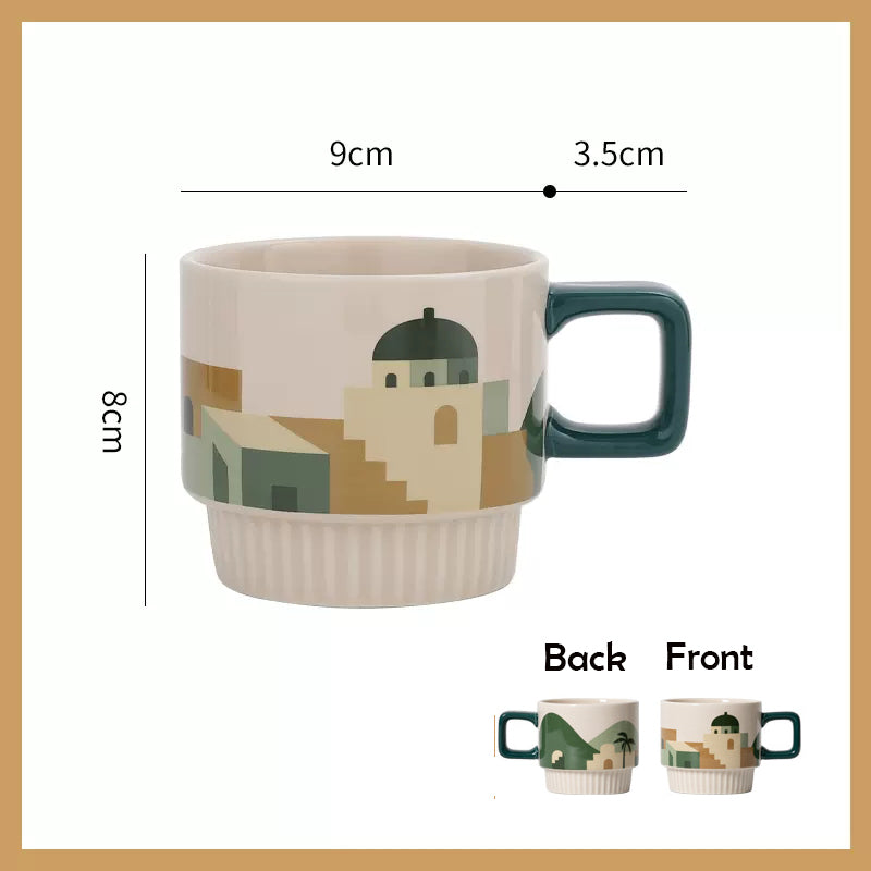 Locaupin Retro Ceramic Tea Cups and Saucers,Cappuccino Cups, Coffee Cups, White Tea Cup Set,British Coffee Cups