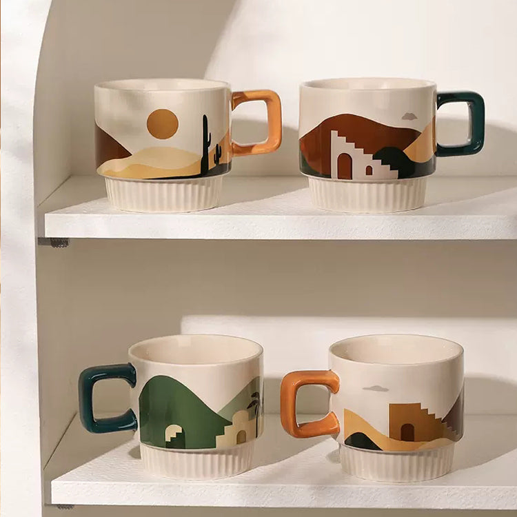 Locaupin Retro Ceramic Tea Cups and Saucers,Cappuccino Cups, Coffee Cups, White Tea Cup Set,British Coffee Cups