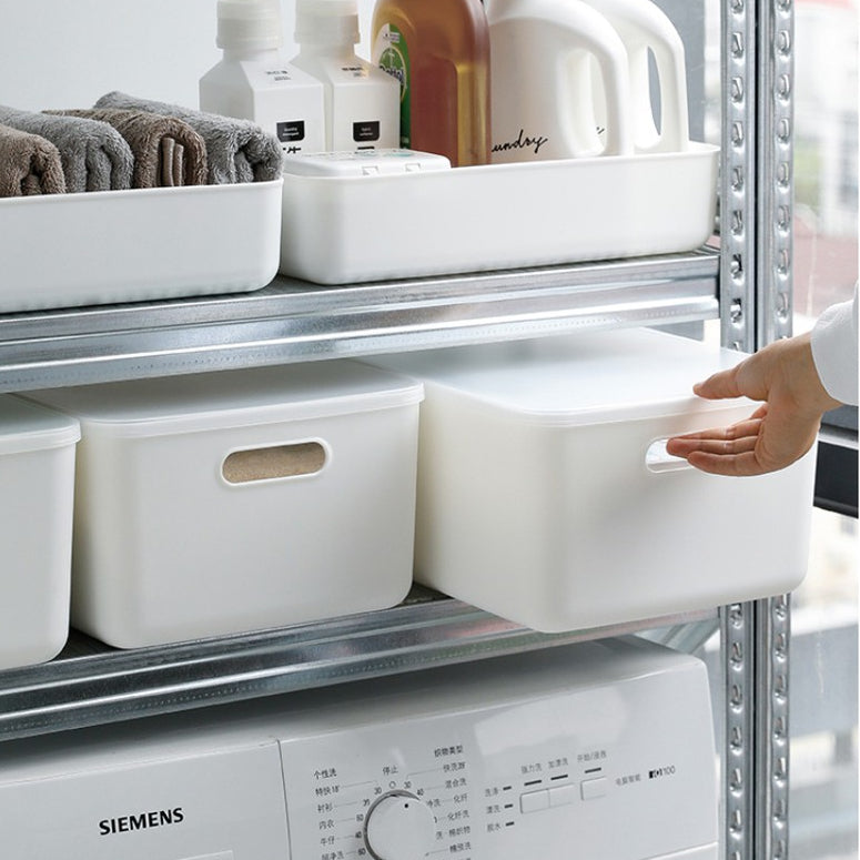 Locaupin Storage Bin Storage Box With Cover for Kitchen Pantry Plastic Organizer Container Desk,Office and Drawer