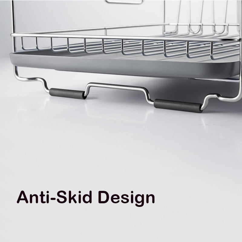 Locaupin Detachable Stainless Steel Dish Rack, Kitchen Sink Organizer and Drainboard Set, Large Capacity Dish Drainer