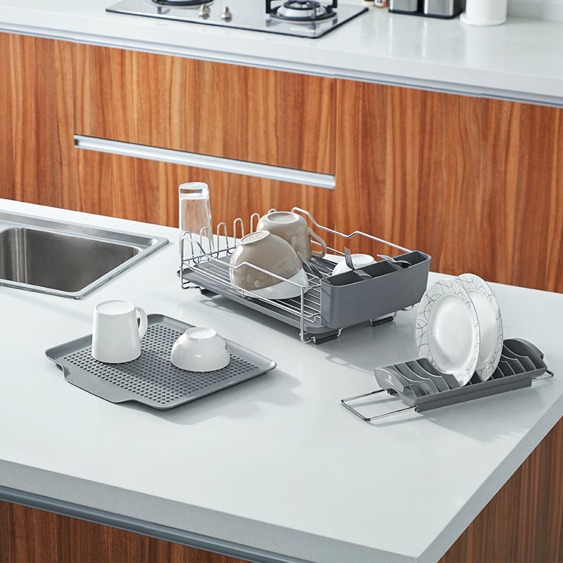 Locaupin Detachable Stainless Steel Dish Rack, Kitchen Sink Organizer and Drainboard Set, Large Capacity Dish Drainer