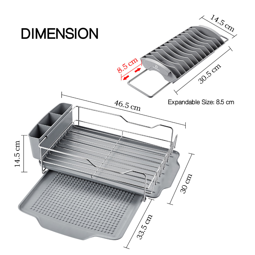 Locaupin Detachable Stainless Steel Dish Rack, Kitchen Sink Organizer and Drainboard Set, Large Capacity Dish Drainer