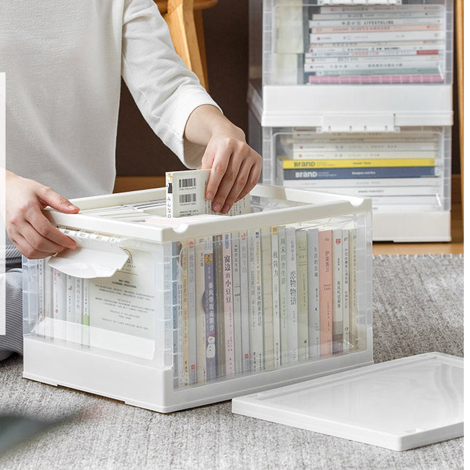 Locaupin Collapsible with Removable Storage Bins with Lids - Folding Plastic Stackable Organizer with Handle Baskets